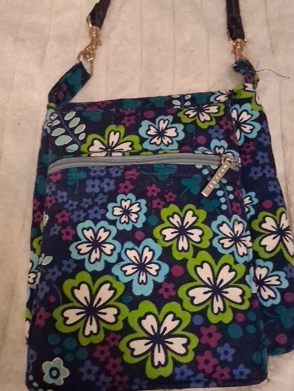Floral Crossbody Bag in Navy, Teal & Green - Women's Shoulder Purse